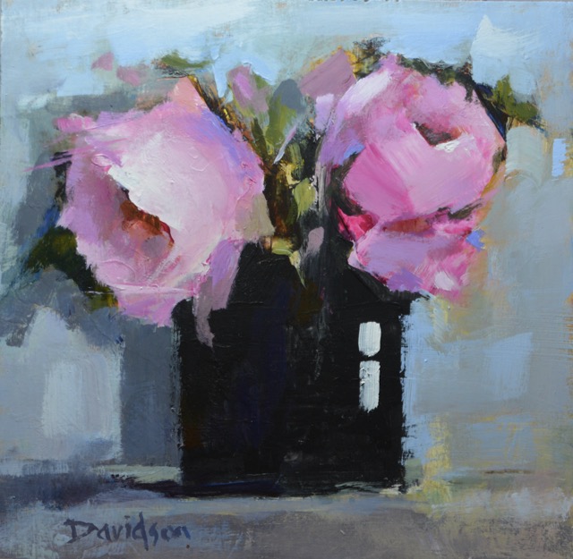 PEONIES & BLACK VASE <br>oil : 8