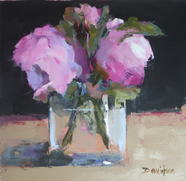 PEONIES IN GLASS VASE <br>oil : 8