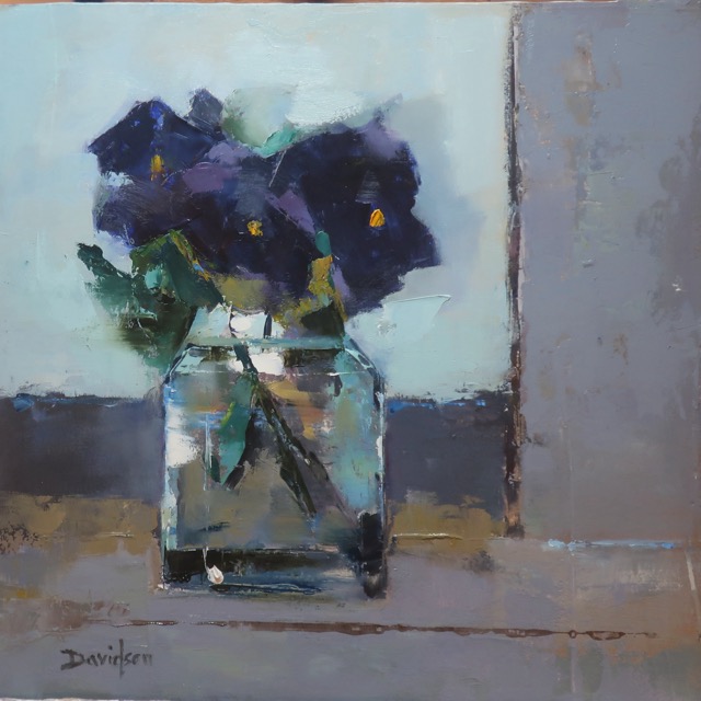 PANSIES IN A GLASS VASE  <br>oil : 12