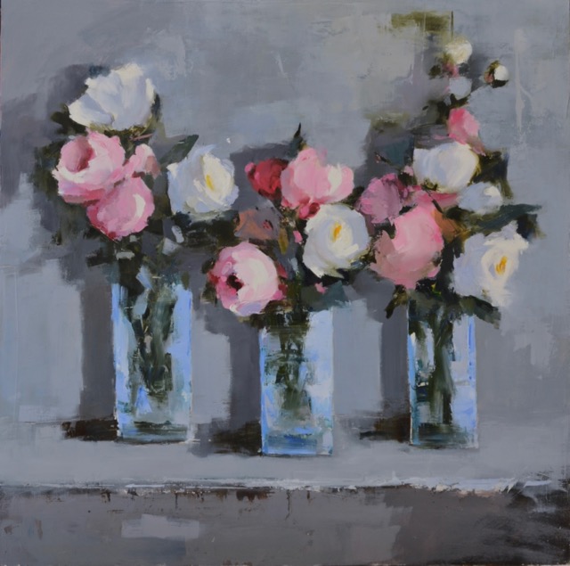 PEONIES IN GLASS VASES<br>oil : 24