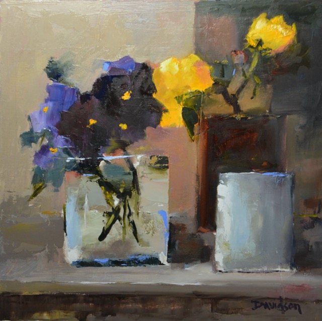 PANSIES IN SQUARE VASE <br>oil : 12