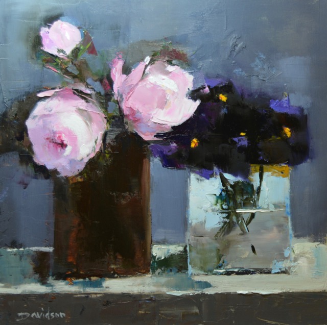 ROSES & BLACK PANSIES <br>oil : 12